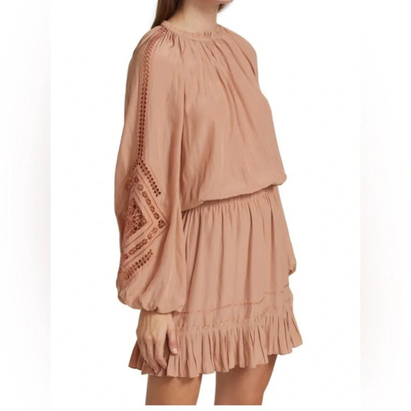 NWT Ramy Brook Emmett Ruffle Minidress Caramel Size Small - Picture 1 of 7